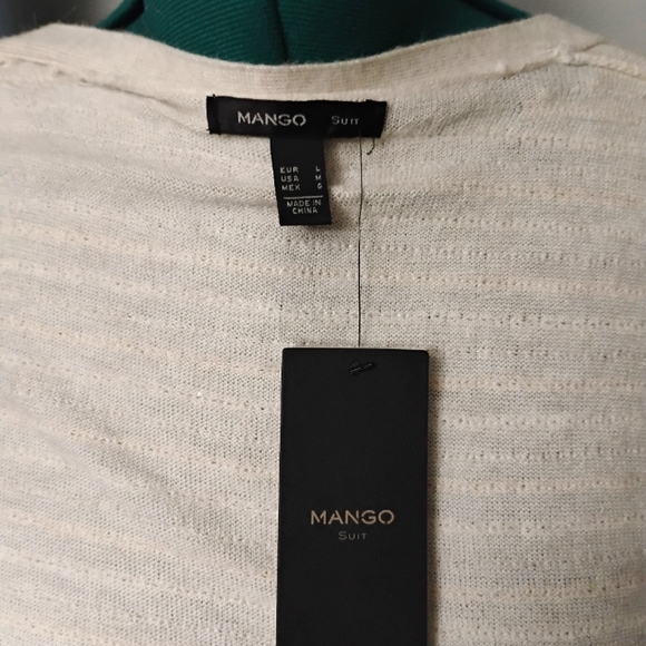 Mango Sequin Striped Knit Cardigan in Cream Gold Silver & Copper Sz L NWT - Picture 5 of 10